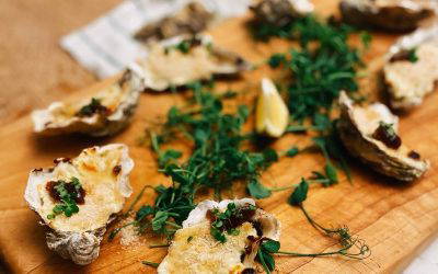 Stilton and Chutney Baked Oyster