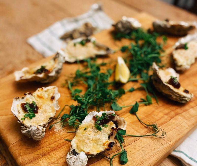 Stilton and Chutney Baked Oyster