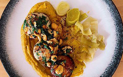 Hazelnut Butter Scallops & Butternut Squash Purée