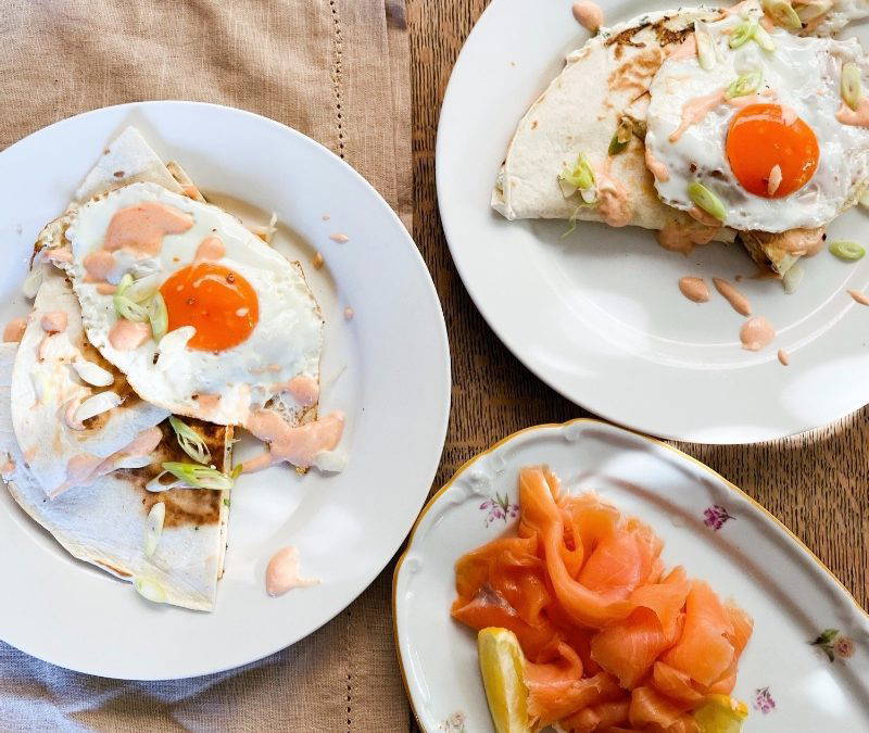 Smoked Salmon, Chive and Cream Cheese Quesadilla