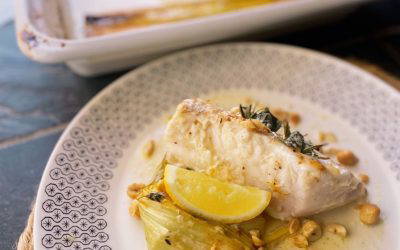 Monkfish Tail with Roasted Creamy Leeks